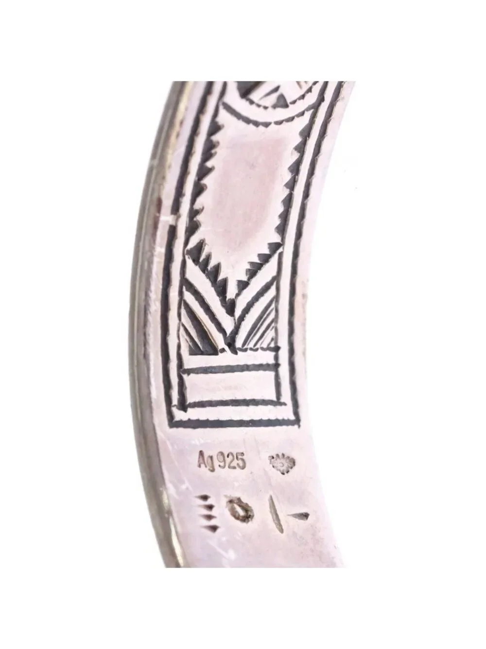Hermes Touareg Leather Bangle Bracelet Silver Brown